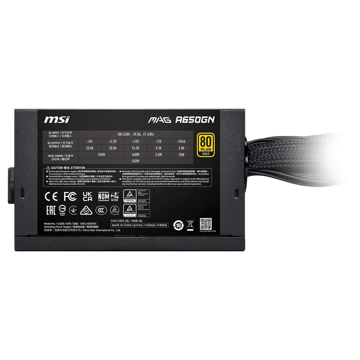 FUENTE CERTIFICADA MSI 650W MAG A650GN GOLD