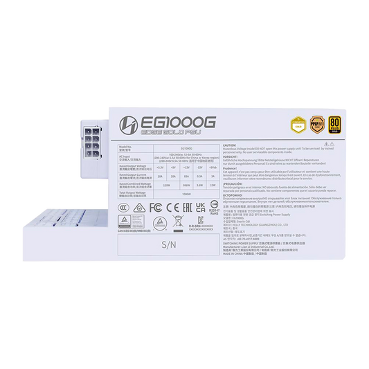 FUENTE CERTIFICADA 1000W LIAN LI EG1000G ATX 3.1 80 PLUS GOLD BLANCA