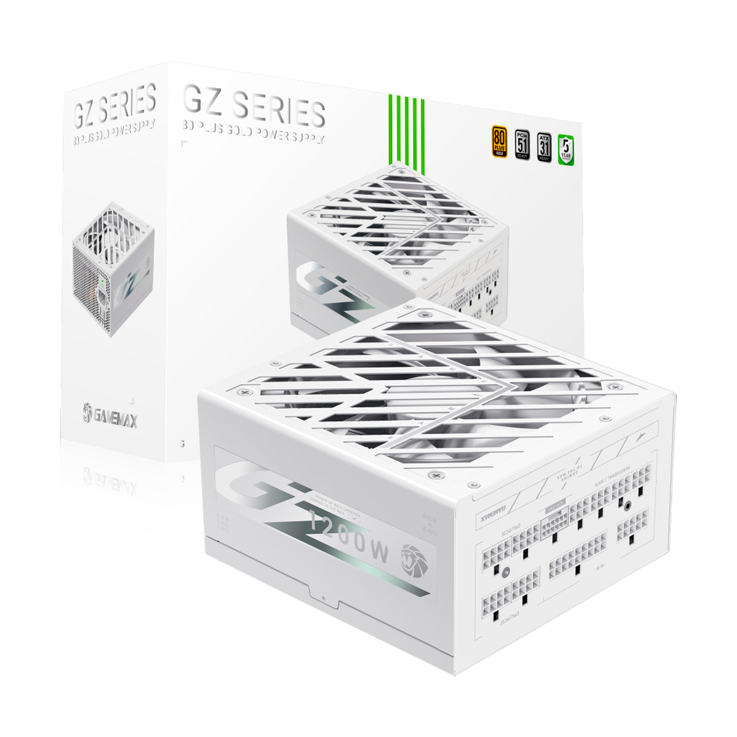 FUENTE CERTIFICADA GAMEMAX 1200W GZ 1200G 80+ GOLD BLANCA