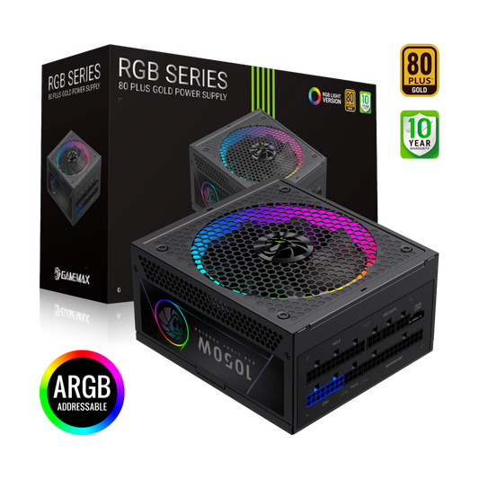 FUENTE CERTIFICADA GAMEMAX 1050W RGB 1050G 80+ GOLD