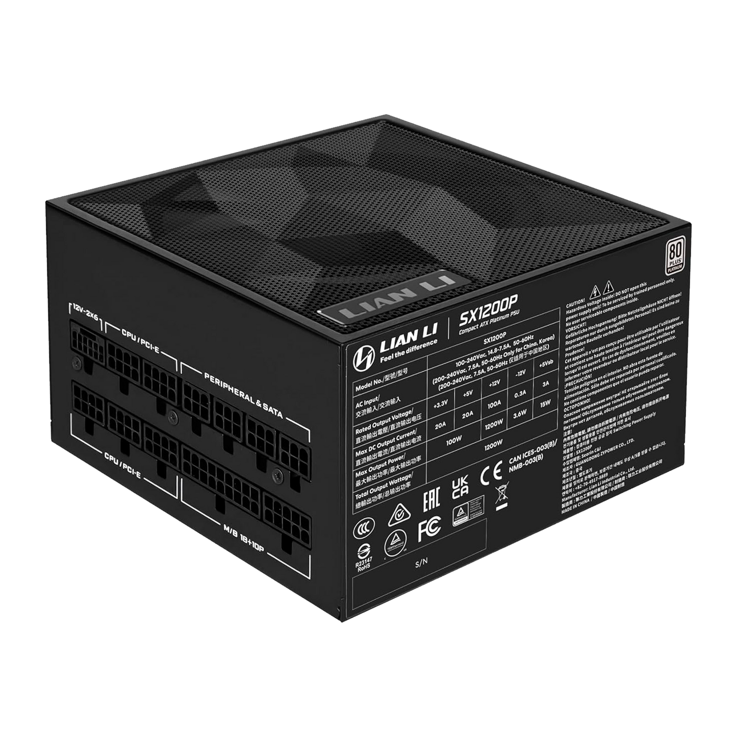 FUENTE CERTIFICADA 1200W LIAN LI SX1200P ATX 3.1 80 PLUS PLATINUM