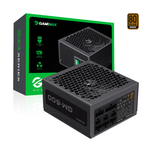 FUENTE CERTIFICADA GAMEMAX 600W GM-600 80+ BRONCE NEGRO