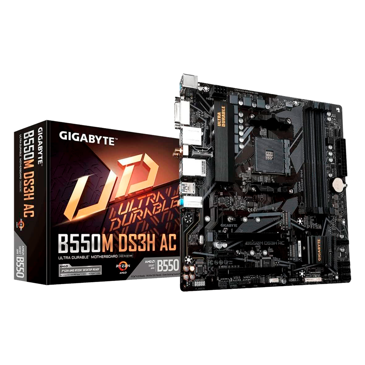 TARJETA MADRE GIGABYTE B550M DS3H AC AM4