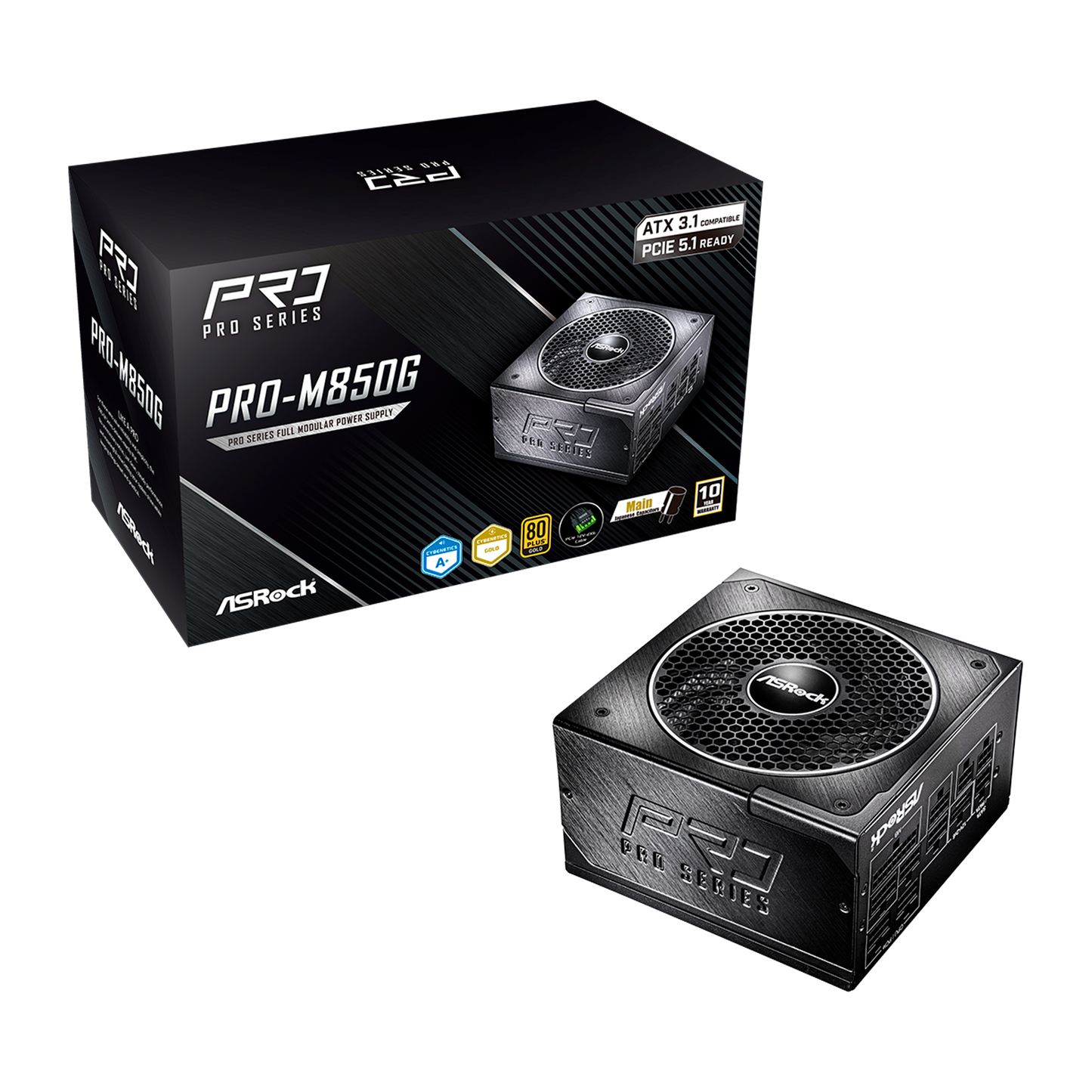 FUENTE DE PODER ASROCK 850W GAMING PRO-M850G ATX 3.1 GOLD MODULAR