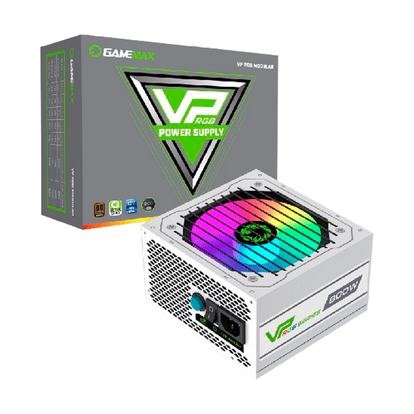 FUENTE CERTIFICADA GAMEMAX 800W VP 800 RGB 80+ BRONCE BLANCA