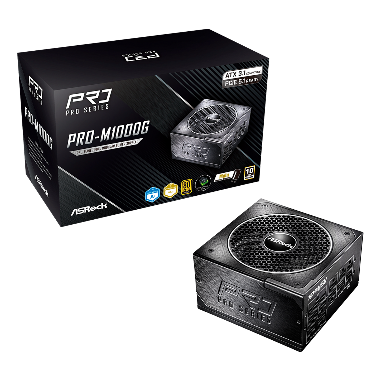 FUENTE DE PODER ASROCK 1000W GAMING PRO-M1000G ATX 3.1 GOLD MODULAR