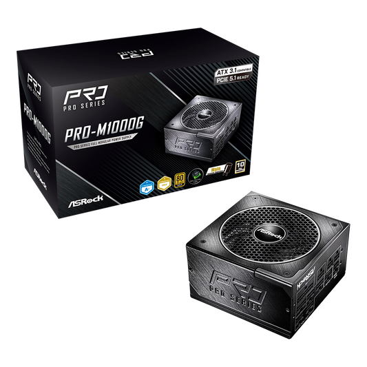 FUENTE DE PODER ASROCK 1000W GAMING PRO-M1000G ATX 3.1 GOLD MODULAR