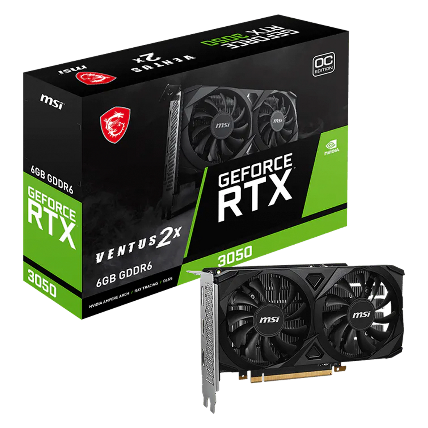 TARJETA DE VIDEO MSI RTX 3050 VENTUS 2X 6GB OC