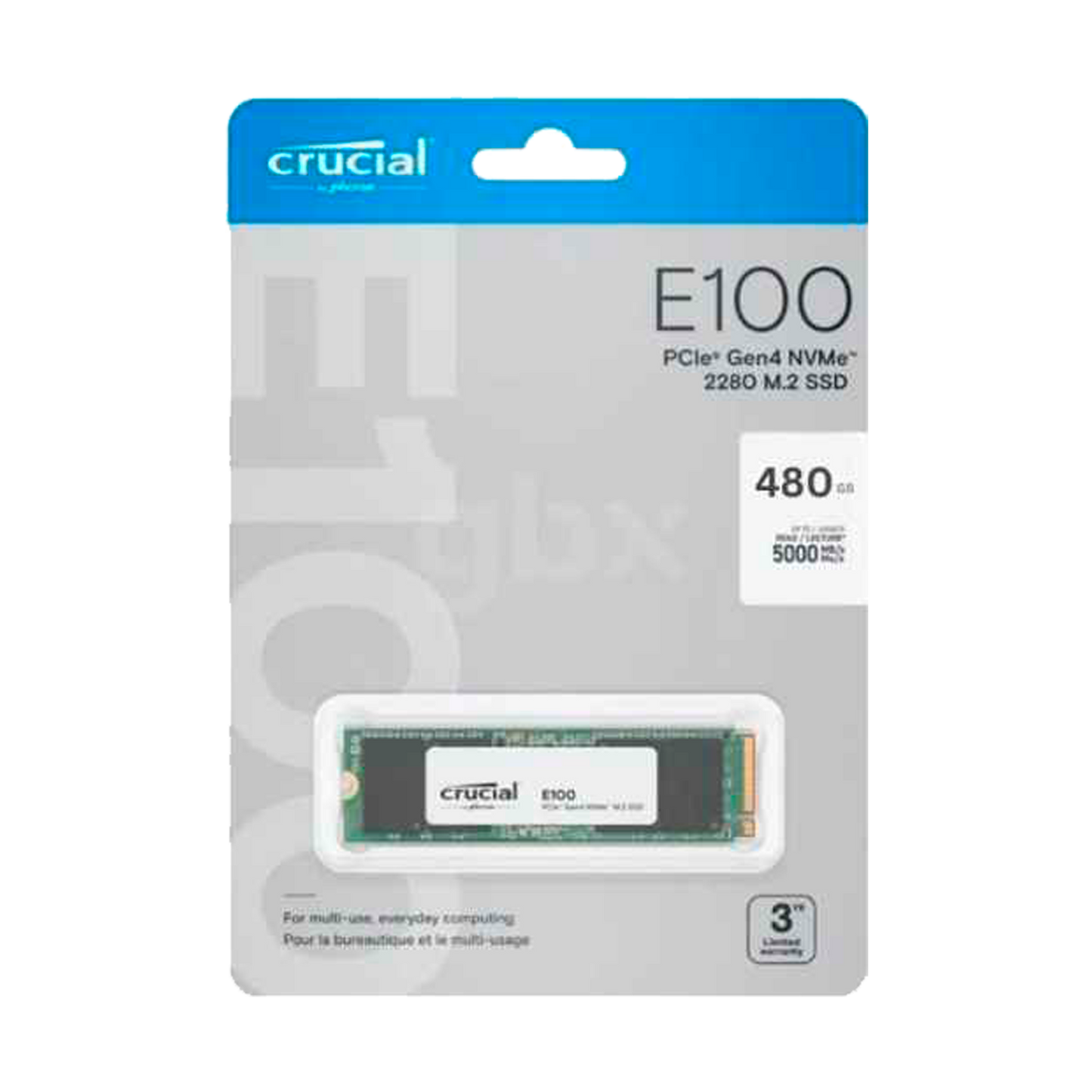 Disco M.2 480GB CRUCIAL E100 PCIe 4.0 NVMe