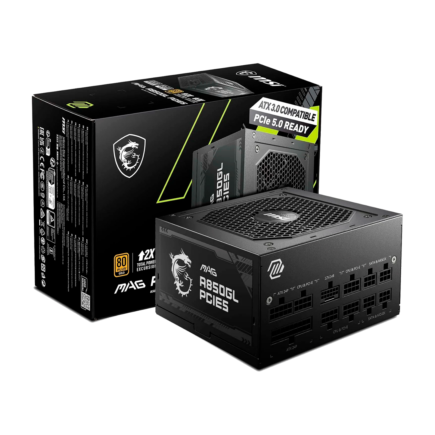 FUENTE CERTIFICADA 850W MSI MAG A850GL PCIE5 GOLD
