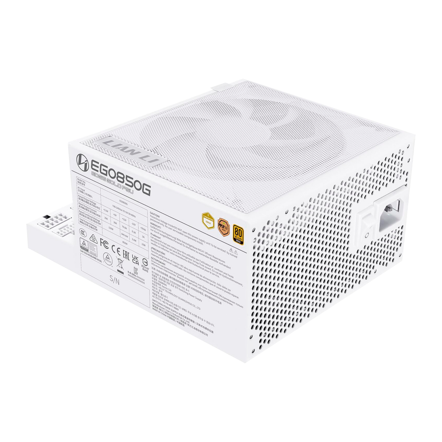 FUENTE CERTIFICADA 850W LIAN LI EG850G ATX 3.1 80 PLUS GOLD BLANCA