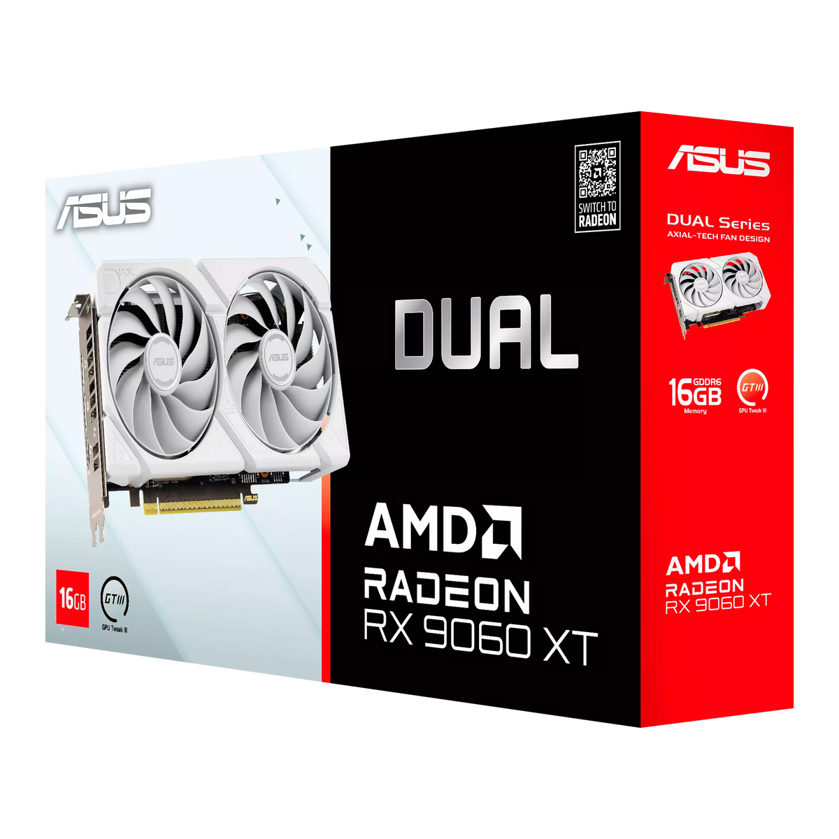 TARJETA DE VIDEO ASUS AMD RX 9060 XT OC EDITION 16GB DUAL BLANCA