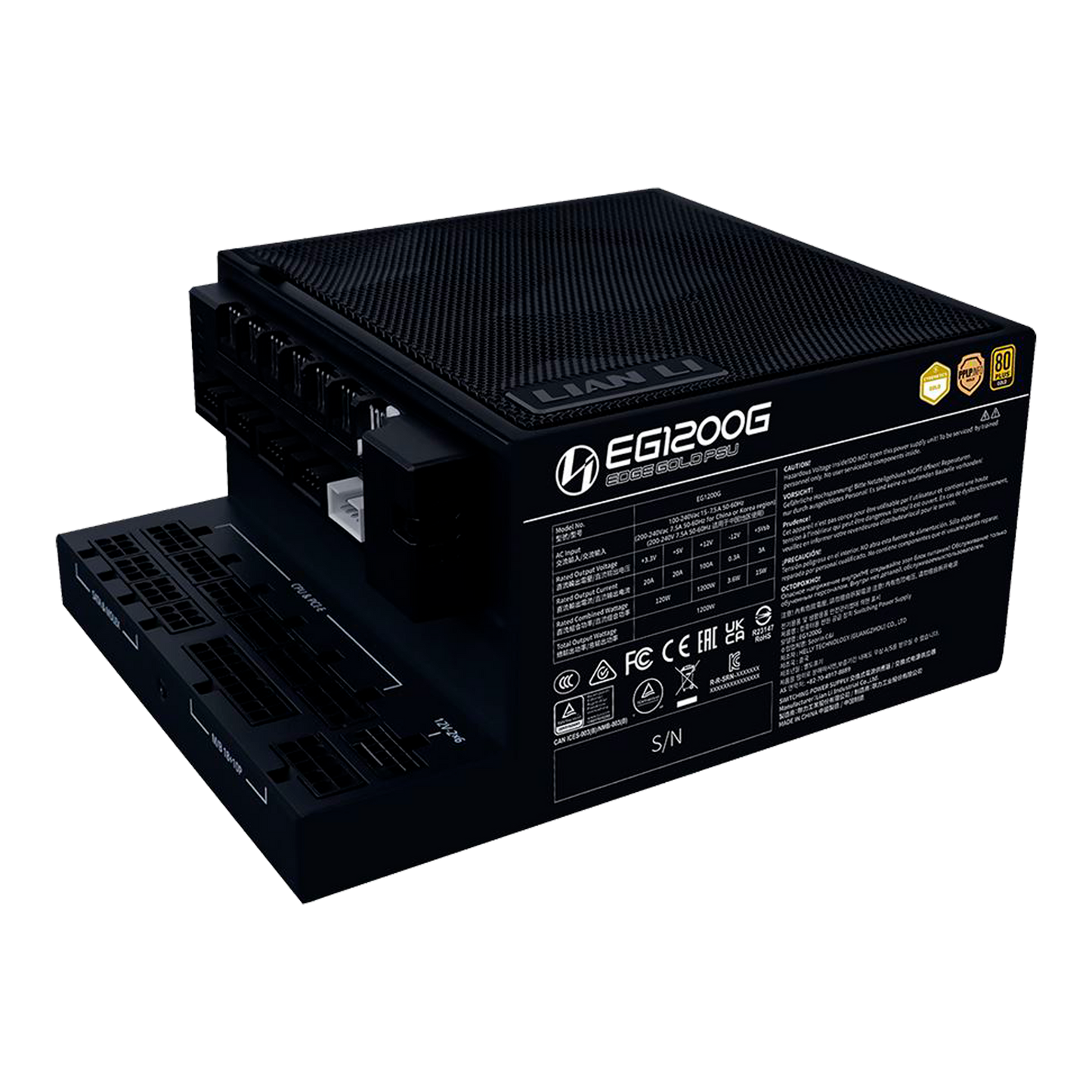 FUENTE CERTIFICADA 1200W LIAN LI EG1200G ATX 3.1 80 PLUS GOLD NEGRA