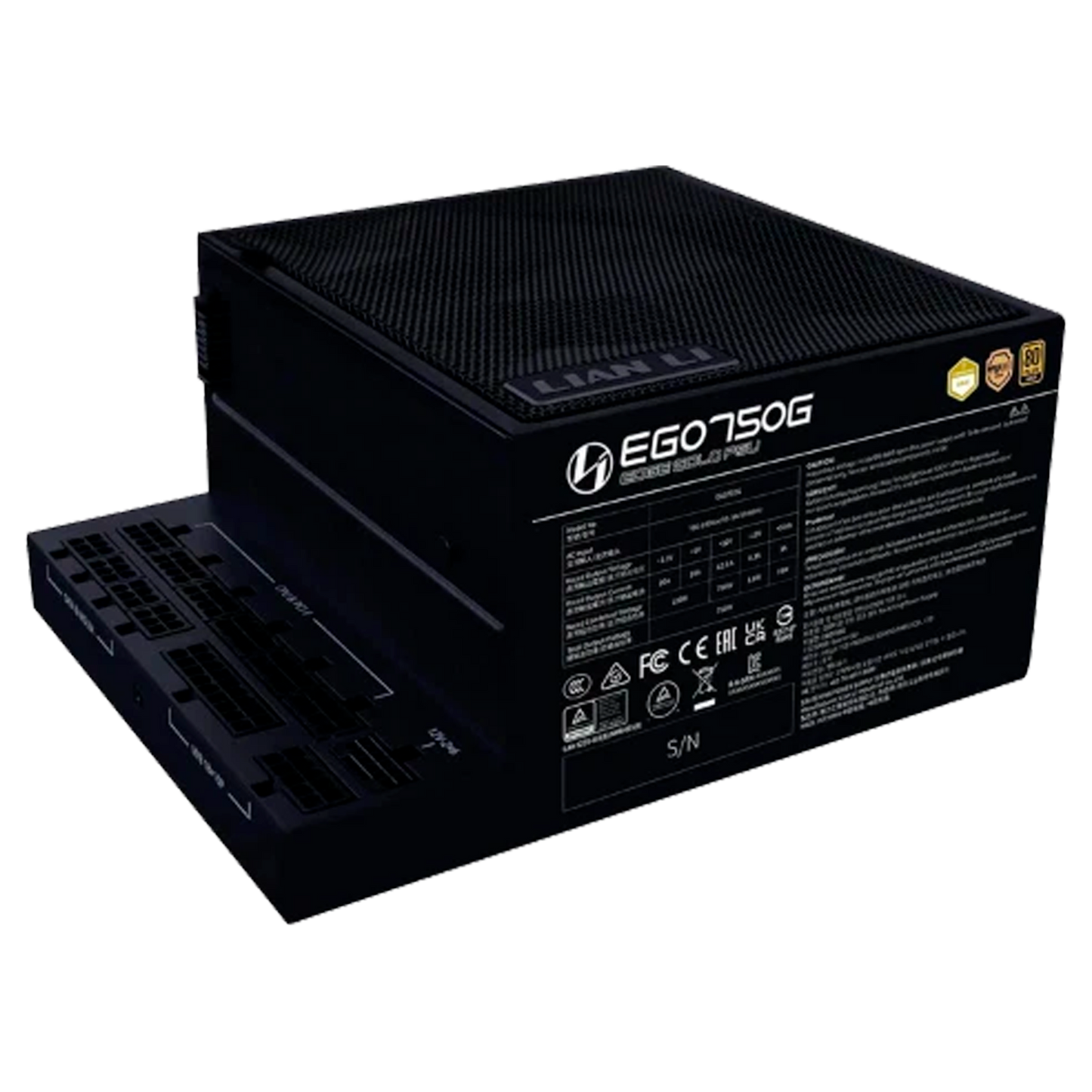 FUENTE CERTIFICADA 750W LIAN LI EG750G ATX 3.1 80 PLUS GOLD NEGRA