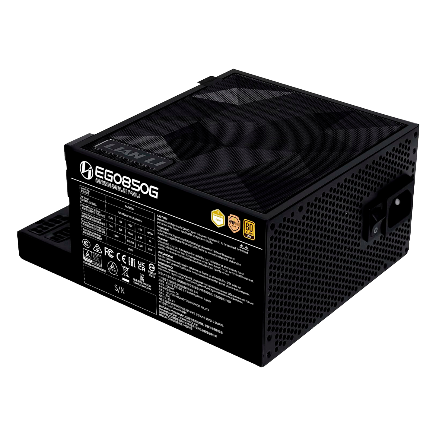 FUENTE CERTIFICADA 850W LIAN LI EG850G ATX 3.1 80 PLUS GOLD NEGRA