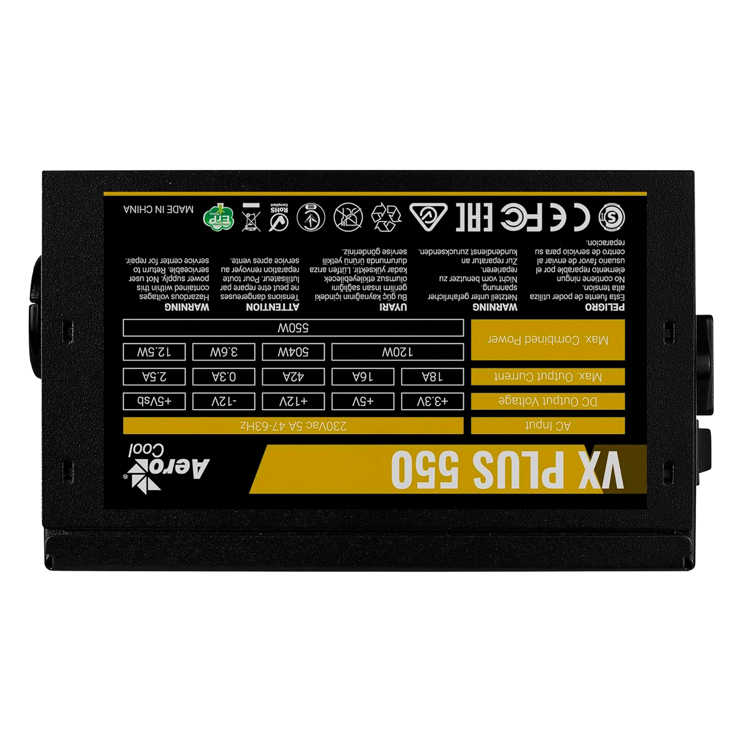 FUENTE CERTIFICADA 550W AEROCOOL VX PLUS STEALTH BRONCE