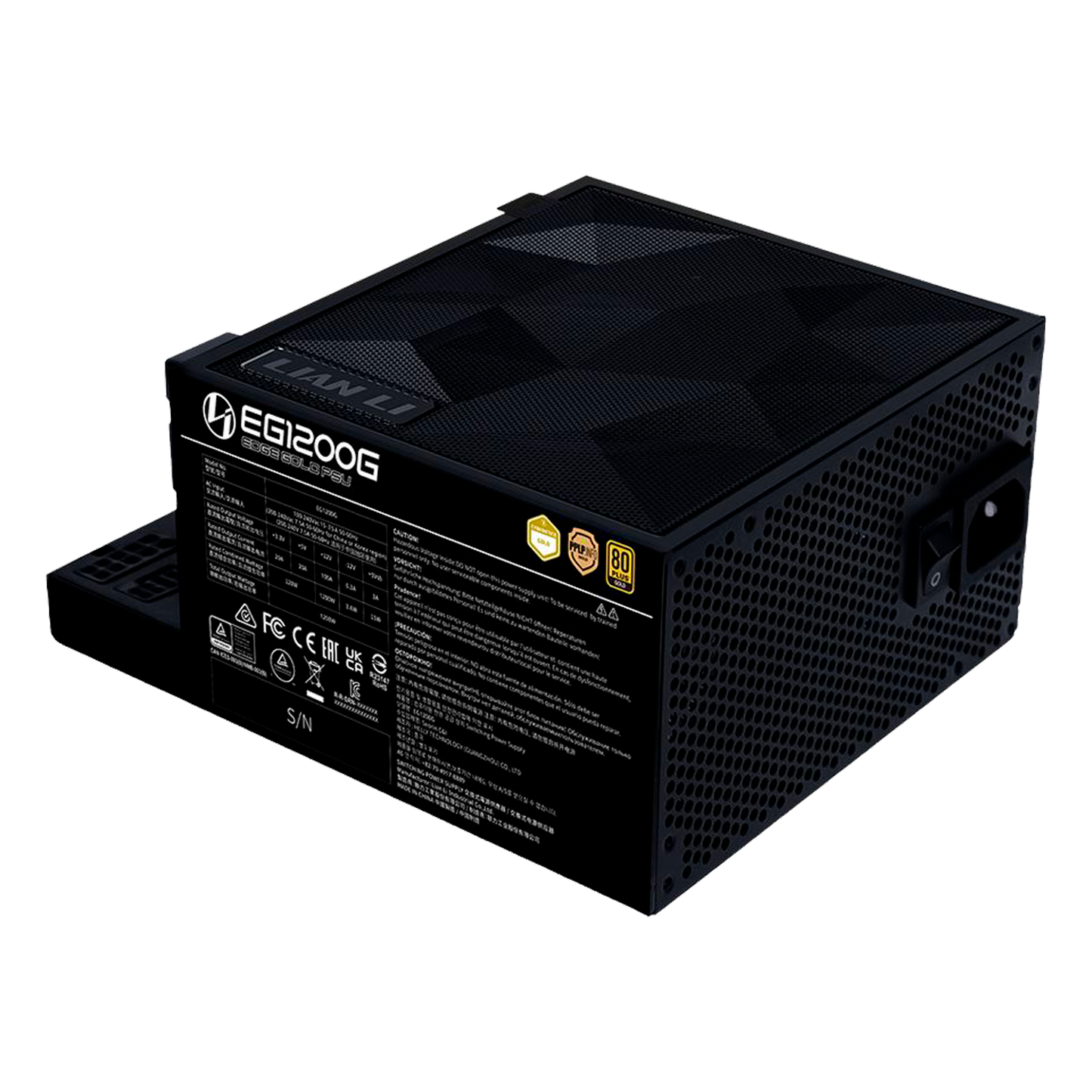 FUENTE CERTIFICADA 1200W LIAN LI EG1200G ATX 3.1 80 PLUS GOLD NEGRA