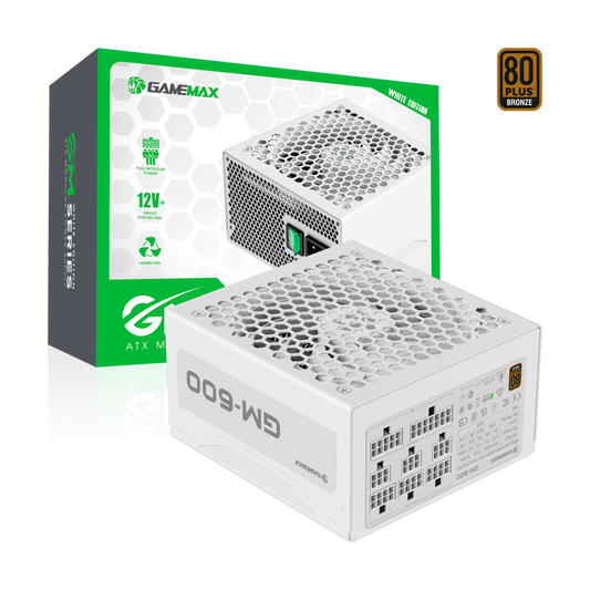 FUENTE CERTIFICADA GAMEMAX 600W GM-600 80+ BRONCE BLANCA