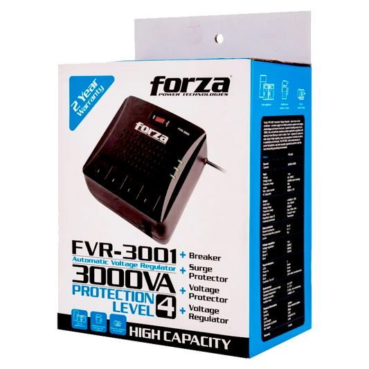 REGULADOR FORZA 3000VA 1500W 4 TOMAS FVR-3001
