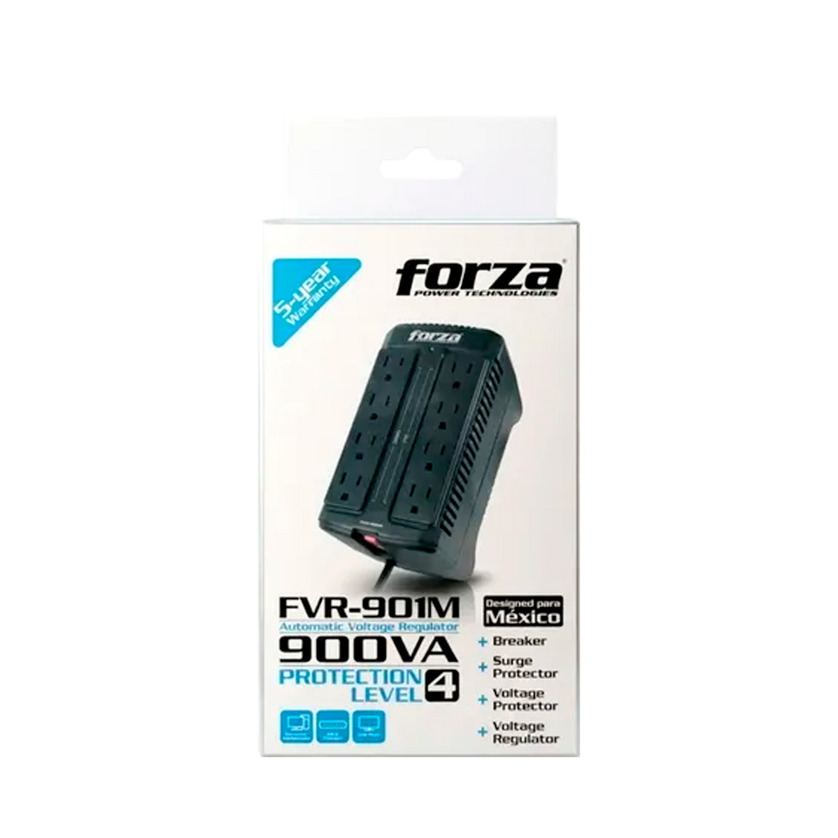 REGULADOR FORZA 900VA 450W 8 TOMAS FVR-901M