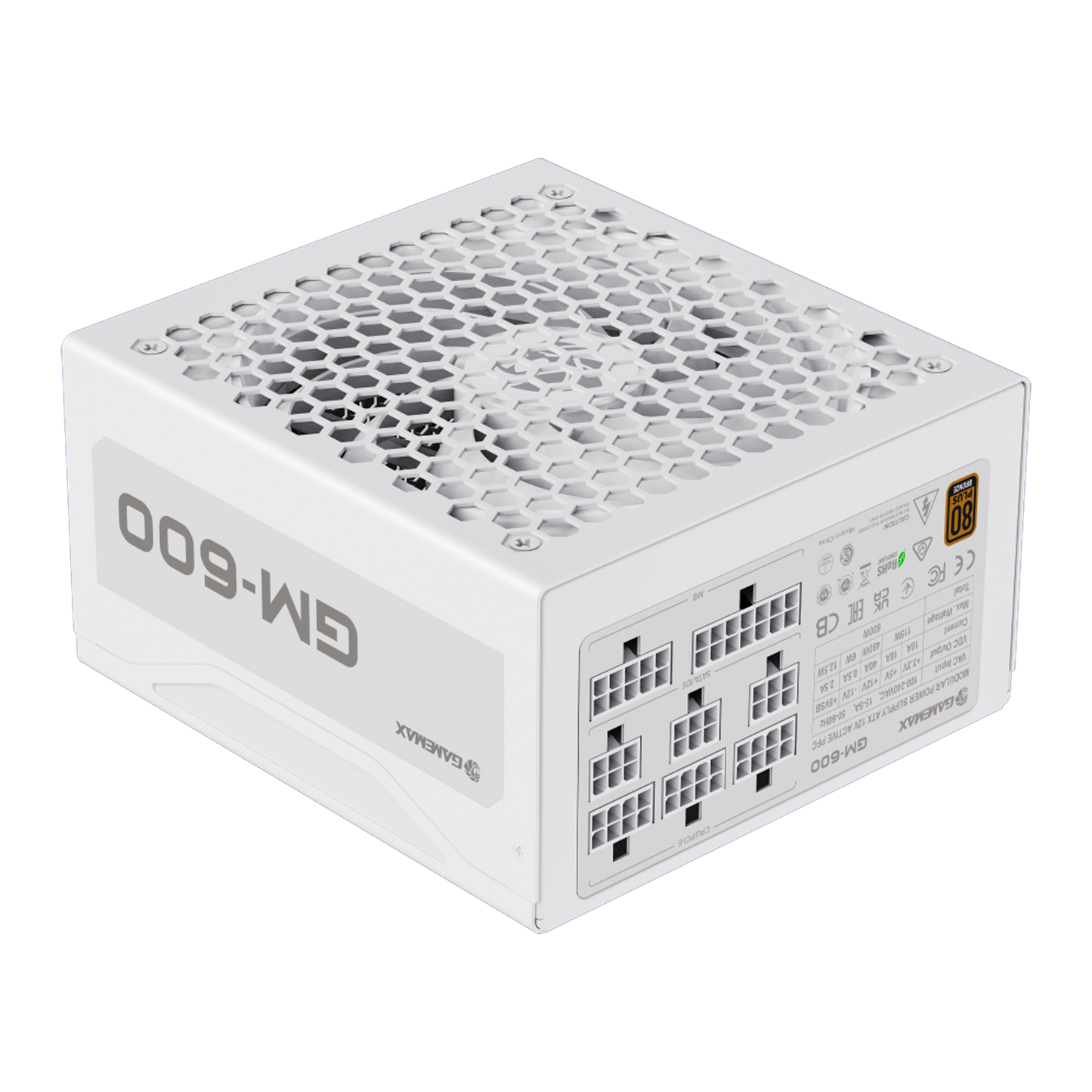 FUENTE CERTIFICADA GAMEMAX 600W GM-600 80+ BRONCE BLANCA