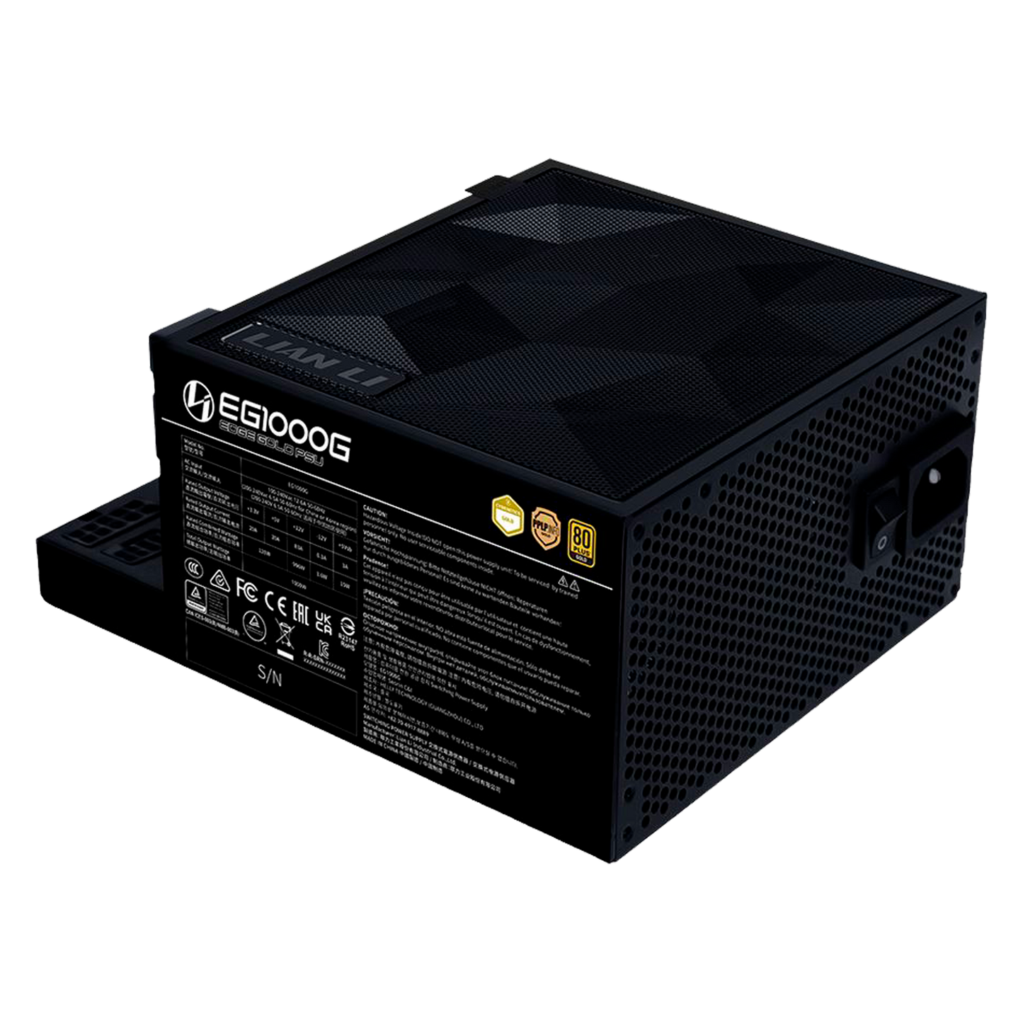 FUENTE CERTIFICADA 1000W LIAN LI EG1000G ATX 3.1 80 PLUS GOLD NEGRA
