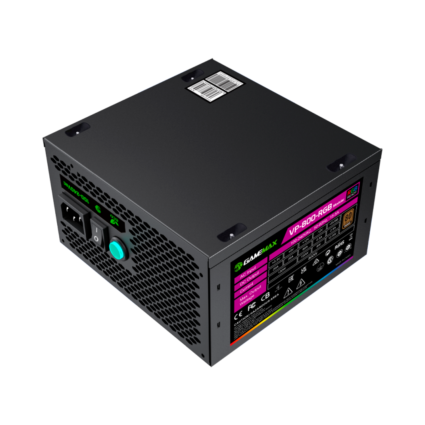 FUENTE CERTIFICADA GAMEMAX 800W VP 800 RGB 80+ BRONCE