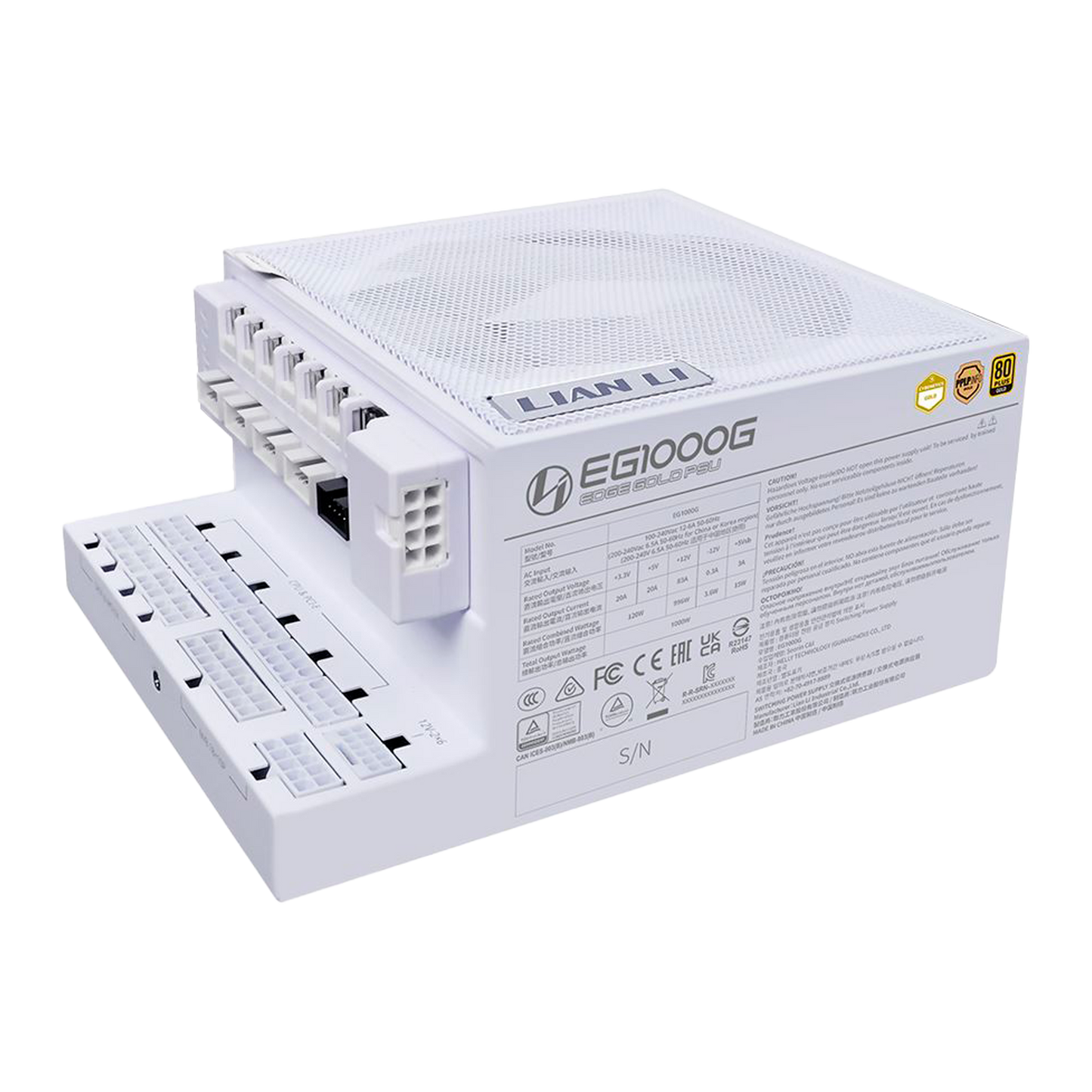 FUENTE CERTIFICADA 1000W LIAN LI EG1000G ATX 3.1 80 PLUS GOLD BLANCA