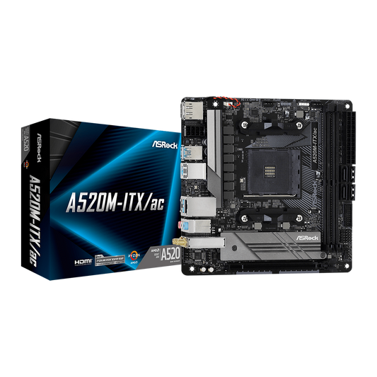 TARJETA MADRE ASROCK A520M ITX/AC WIFI AM4