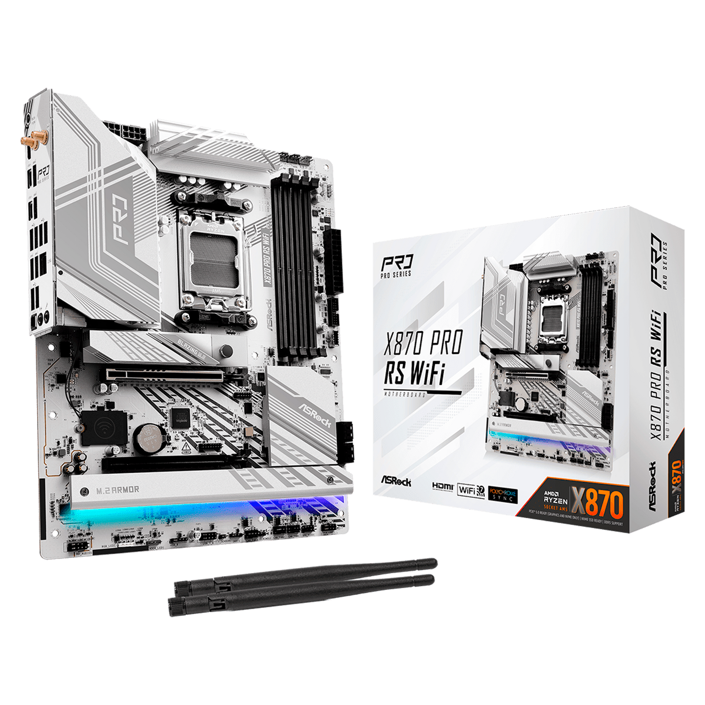TARJETA MADRE ASROCK X870 PRO RS WIFI BLANCA AM5