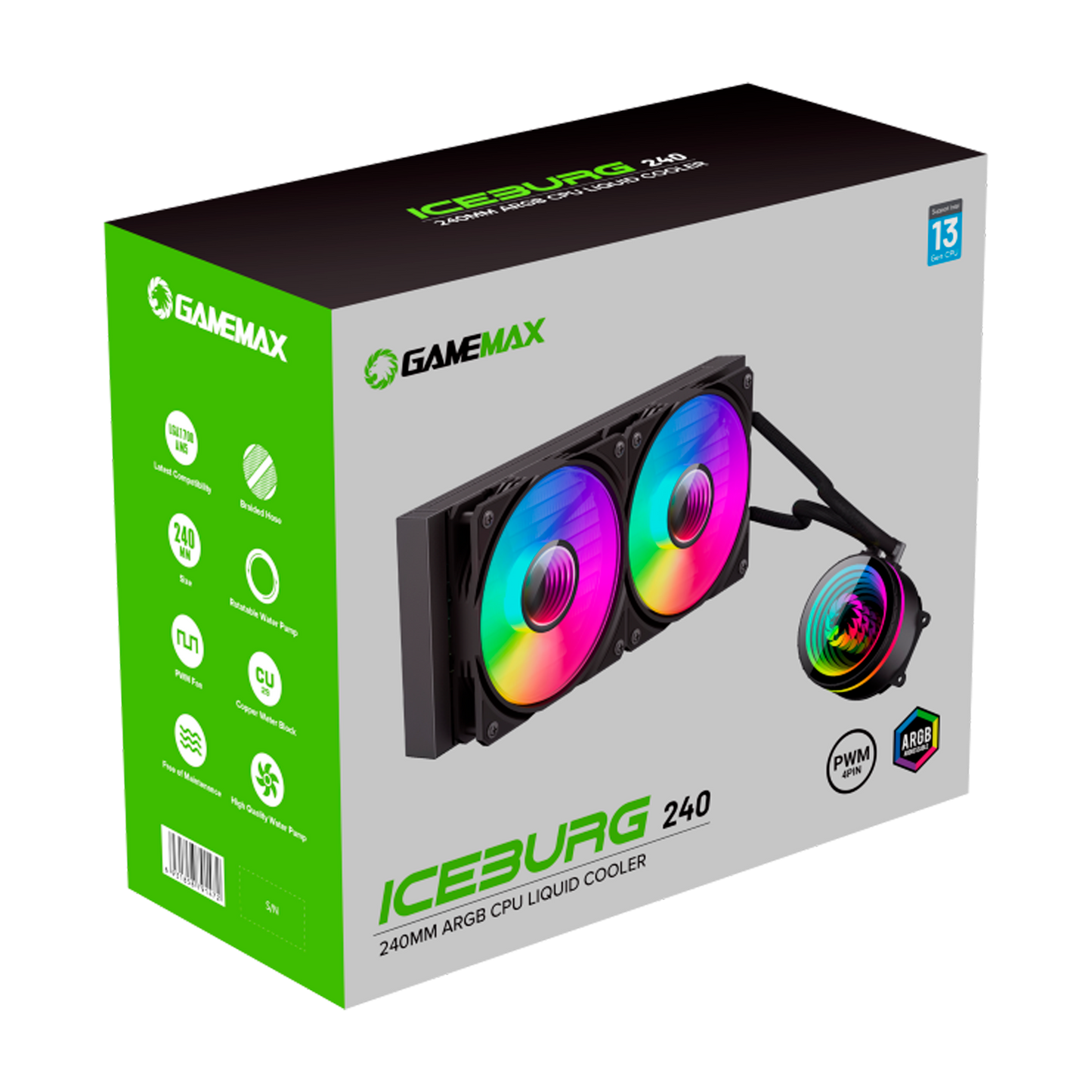 REFRIGERACION LIQUIDA GAMEMAX ICEBURG 240 NEGRA