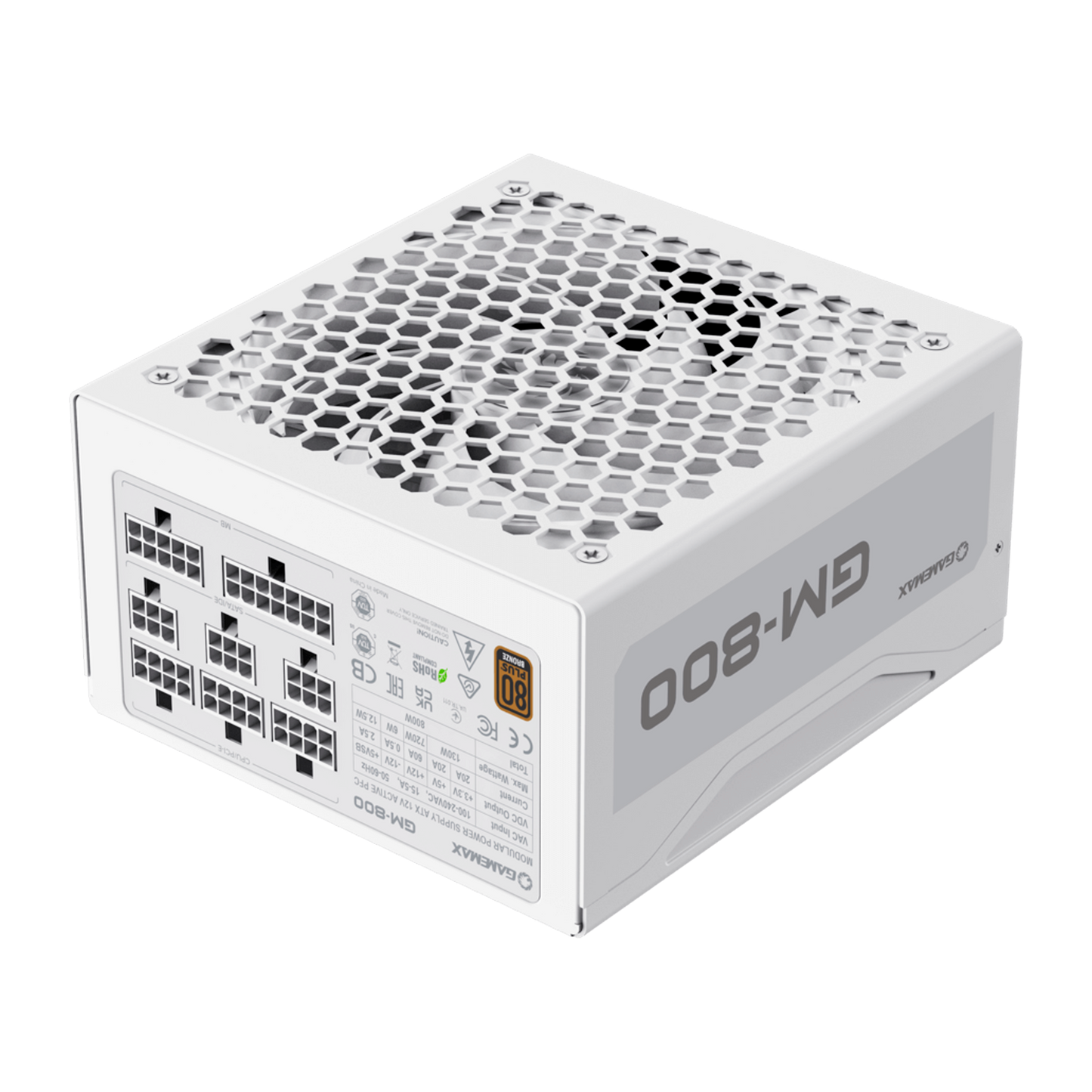 FUENTE CERTIFICADA GAMEMAX 800W GM 800 80+ BRONCE BLANCA