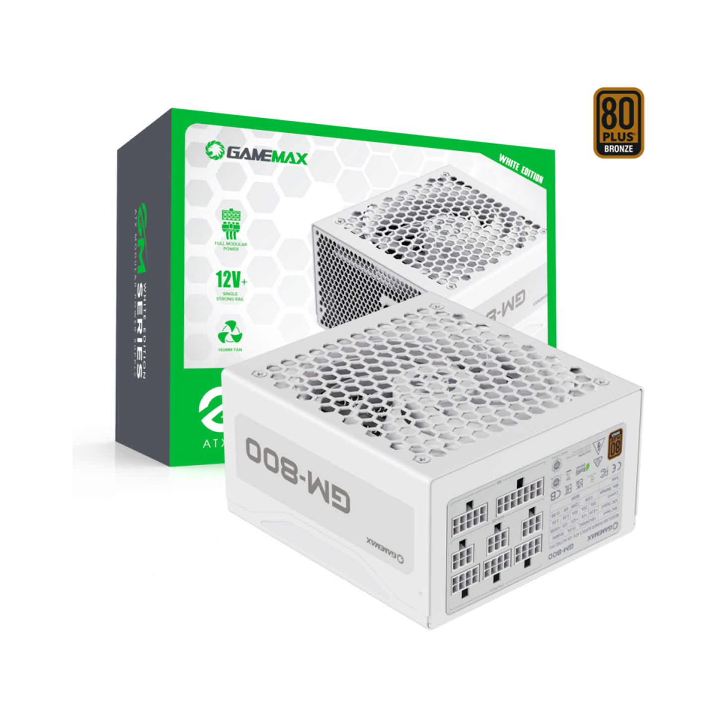 FUENTE CERTIFICADA GAMEMAX 800W GM 800 80+ BRONCE BLANCA