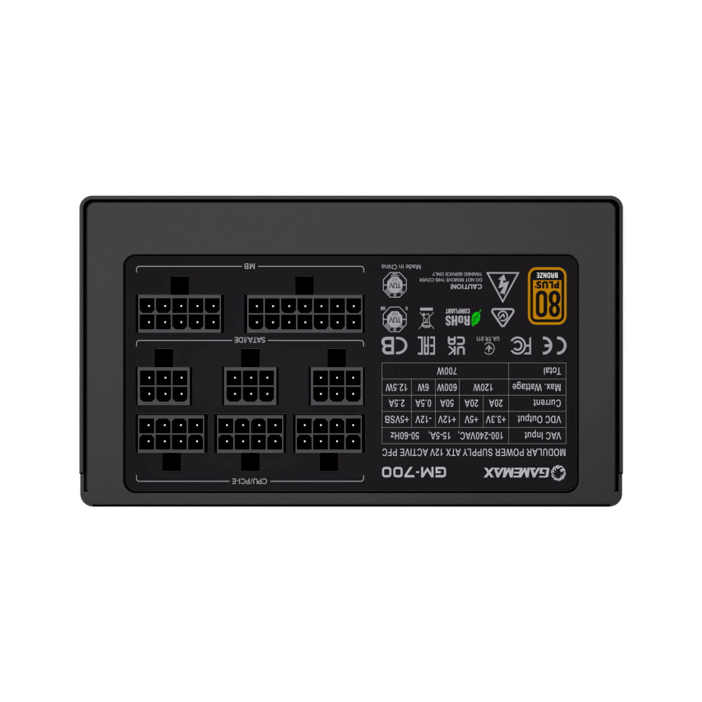 FUENTE CERTIFICADA GAMEMAX 700W GM-700 80+ BRONCE