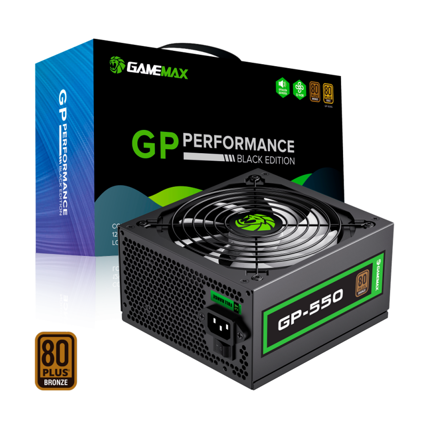FUENTE CERTIFICADA GAMEMAX 550W GP-550 80+ BRONCE NEGRO